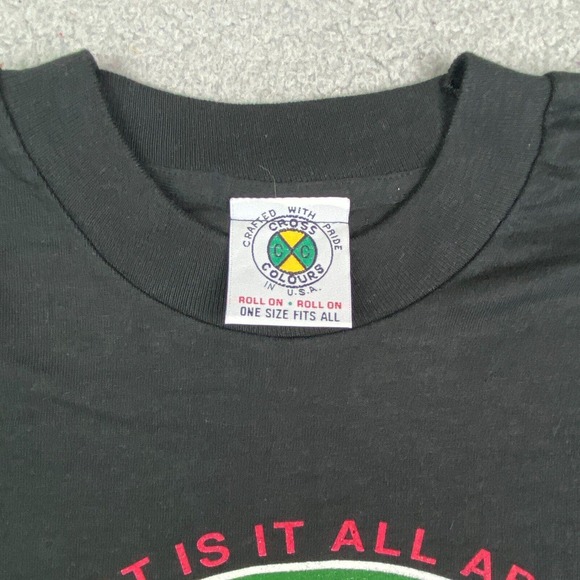 Vintage CROSS COLOURS Shirt XL Black‎ Stop D Violence Power 106 1990s Rapper USA - Picture 5 of 15